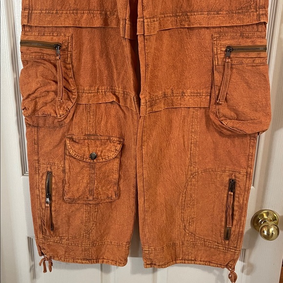 Oli & Hali  Mineral Washed Cargo Pants in Camel, XL - Picture 7 of 10